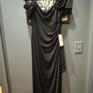 Alex Evenings One Shoulder Black Dress with Sparkle